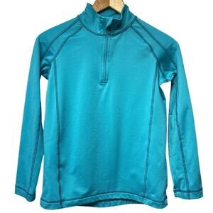 LL Bean Kids Size 14-16 Bright Blue Quarter Zip Fleece Jacket Top Layer Active